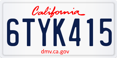 CA license plate 6TYK415