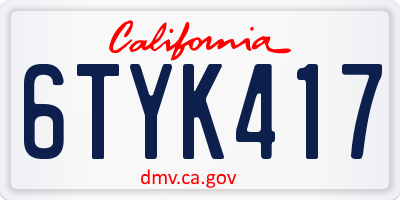 CA license plate 6TYK417