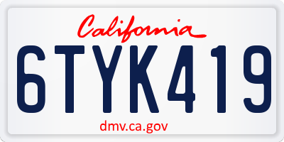 CA license plate 6TYK419