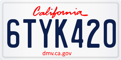 CA license plate 6TYK420
