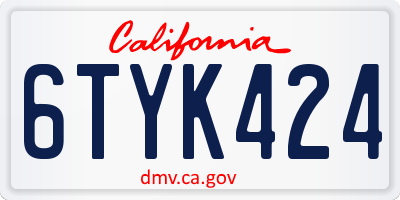 CA license plate 6TYK424