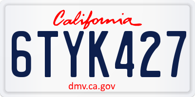 CA license plate 6TYK427