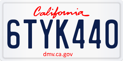 CA license plate 6TYK440