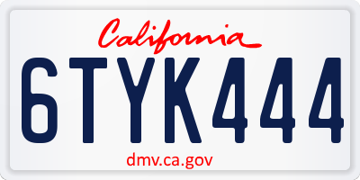 CA license plate 6TYK444