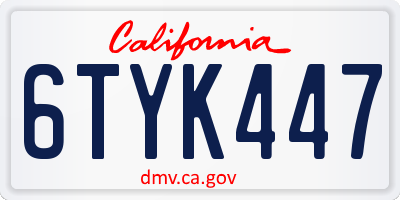 CA license plate 6TYK447