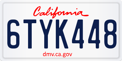 CA license plate 6TYK448