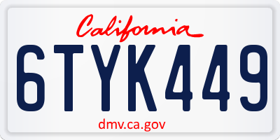CA license plate 6TYK449