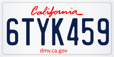 CA license plate 6TYK459