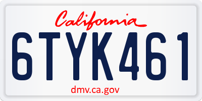 CA license plate 6TYK461