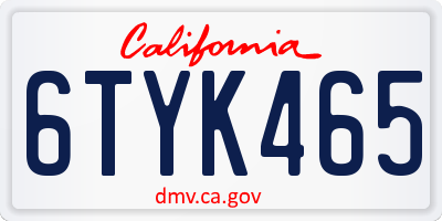 CA license plate 6TYK465