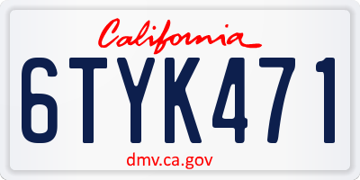 CA license plate 6TYK471