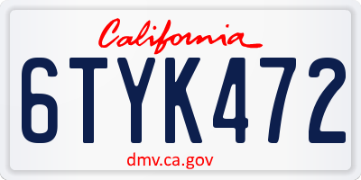CA license plate 6TYK472