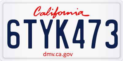 CA license plate 6TYK473