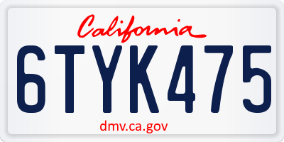CA license plate 6TYK475