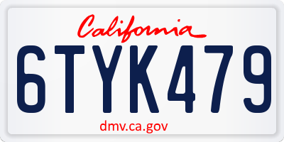 CA license plate 6TYK479