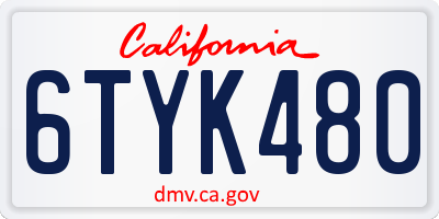 CA license plate 6TYK480