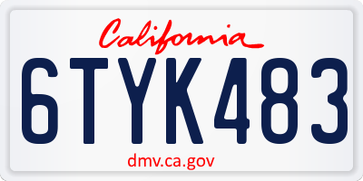CA license plate 6TYK483