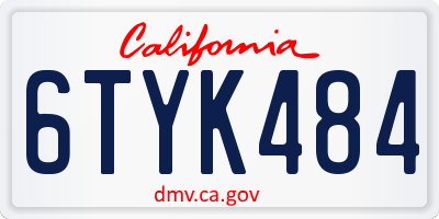 CA license plate 6TYK484