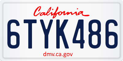 CA license plate 6TYK486