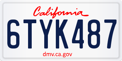 CA license plate 6TYK487