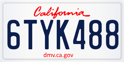CA license plate 6TYK488