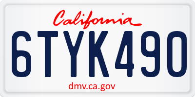 CA license plate 6TYK490