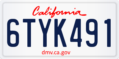 CA license plate 6TYK491