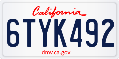 CA license plate 6TYK492