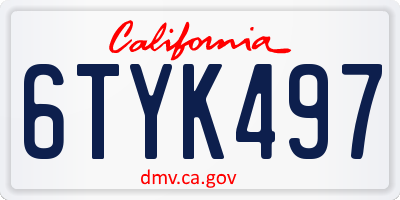 CA license plate 6TYK497