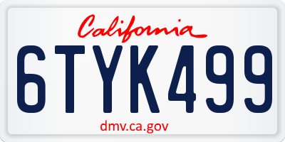 CA license plate 6TYK499