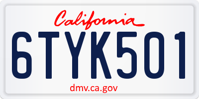 CA license plate 6TYK501
