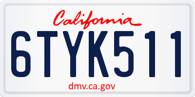 CA license plate 6TYK511
