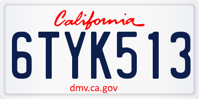 CA license plate 6TYK513
