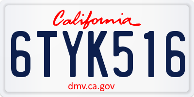 CA license plate 6TYK516