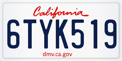 CA license plate 6TYK519