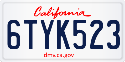 CA license plate 6TYK523