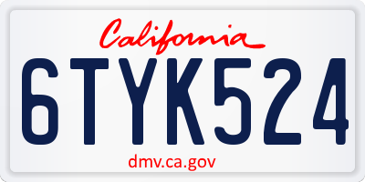 CA license plate 6TYK524