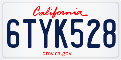 CA license plate 6TYK528
