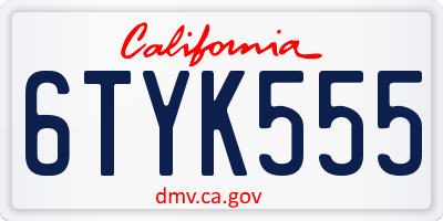 CA license plate 6TYK555
