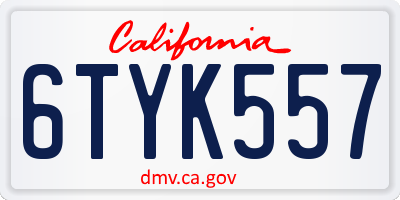 CA license plate 6TYK557