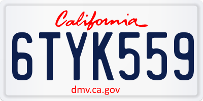 CA license plate 6TYK559