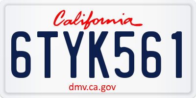 CA license plate 6TYK561