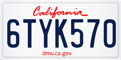 CA license plate 6TYK570