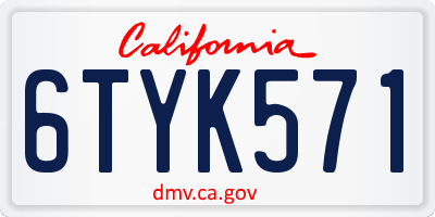 CA license plate 6TYK571