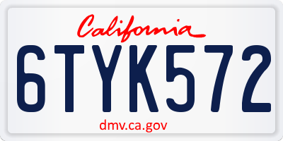 CA license plate 6TYK572