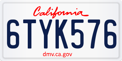 CA license plate 6TYK576