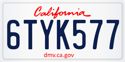 CA license plate 6TYK577