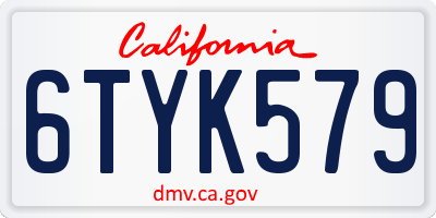 CA license plate 6TYK579