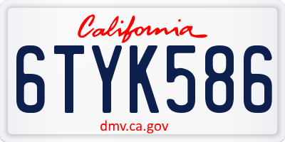 CA license plate 6TYK586