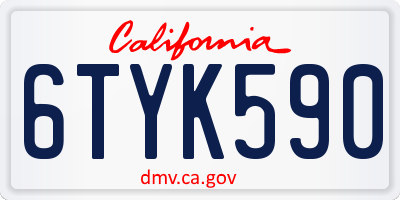 CA license plate 6TYK590